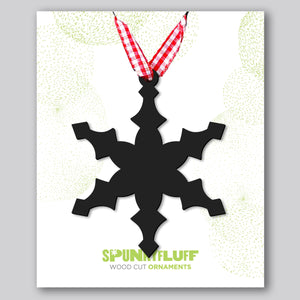 Spunky Fluff Proudly handmade in South Dakota, USA Black Snowflake Ornament "Freeze"