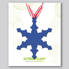 Load image into Gallery viewer, Spunky Fluff Proudly handmade in South Dakota, USA Cobalt Blue Snowflake Ornament &quot;Freeze&quot;

