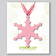 Load image into Gallery viewer, Spunky Fluff Proudly handmade in South Dakota, USA Pink Snowflake Ornament &quot;Freeze&quot;

