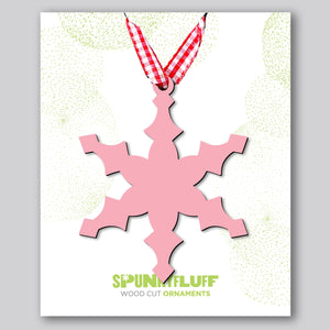 Spunky Fluff Proudly handmade in South Dakota, USA Pink Snowflake Ornament "Freeze"