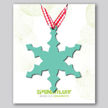 Load image into Gallery viewer, Spunky Fluff Proudly handmade in South Dakota, USA Turquoise Snowflake Ornament &quot;Freeze&quot;
