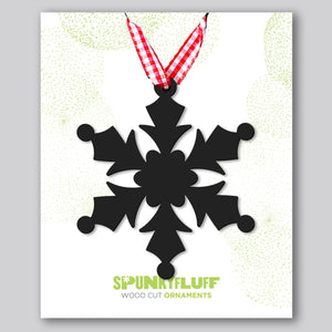 Spunky Fluff Proudly handmade in South Dakota, USA Black Snowflake Ornament "Frost"