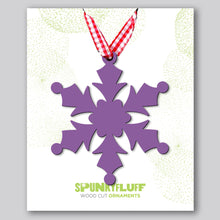 Load image into Gallery viewer, Spunky Fluff Proudly handmade in South Dakota, USA Purple Snowflake Ornament &quot;Frost&quot;

