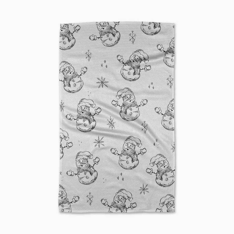 Geometry Tea Towel Snowmen Charcoal Tea Towel