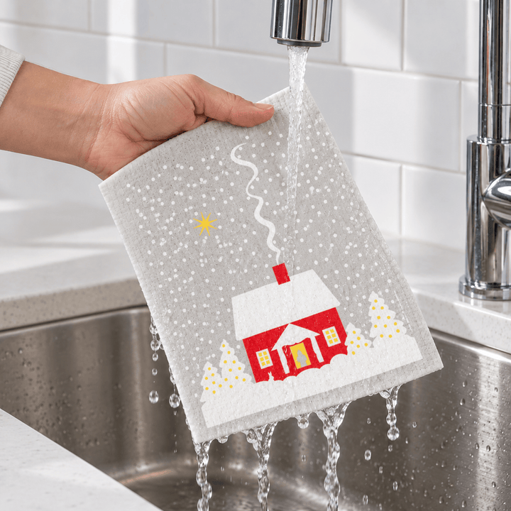 Cose Nuove Home Decor - Linens Snowy House Swedish Dishcloth