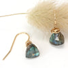 Mickey Lynn Proudly Handmade in Georgia, USA Spectral Earrings, Spectral Labradorite Prisms w/14k gold filled sparkle rings on earwires