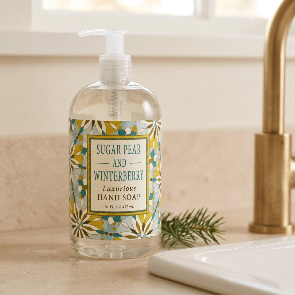 Greenwich Bay Sugar Pear & Winterberry holiday Hand Soap in a 16 fl oz pump bottle