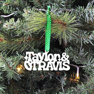 Spunky Fluff Ornament White Taylor & Travis Stacked Tiny Word Ornament, Taylor Swift & Travis Kelsey Christmas Ornament