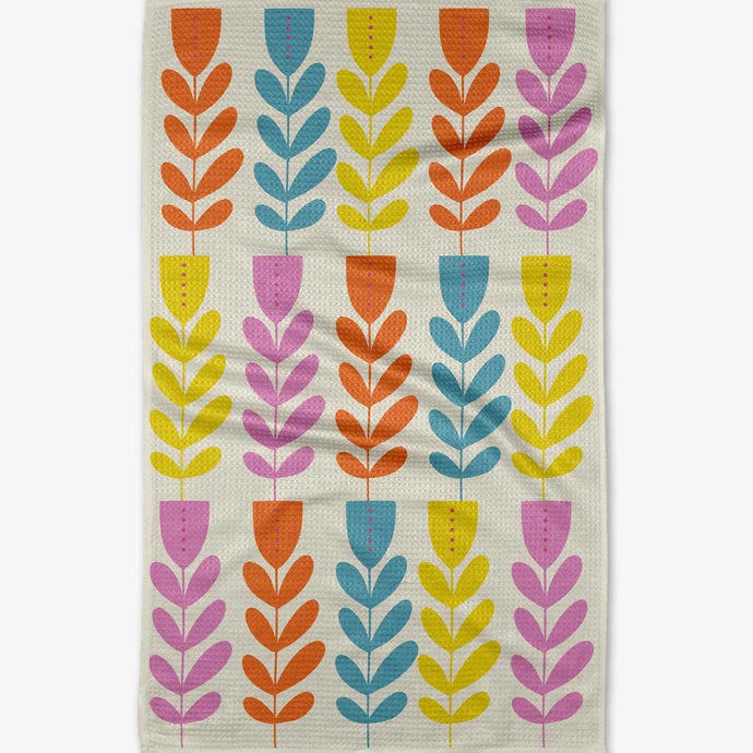 Geometry Home Decor - Linens Tea Towel - Folk Art Tulips
