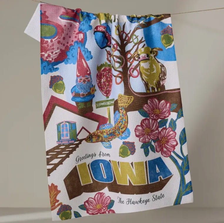 Geometry Home Decor - Linens - Geometry Kitchen Tea Towel - Greetings from Iowa