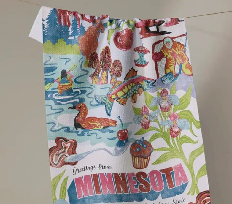 Geometry Home Decor - Linens - Geometry Kitchen Tea Towel - Greetings from Minnesota