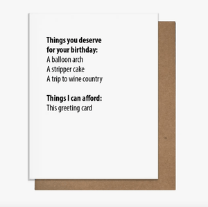Pretty Alright Goods Cards Things you deserve for your birthday: ... - Card