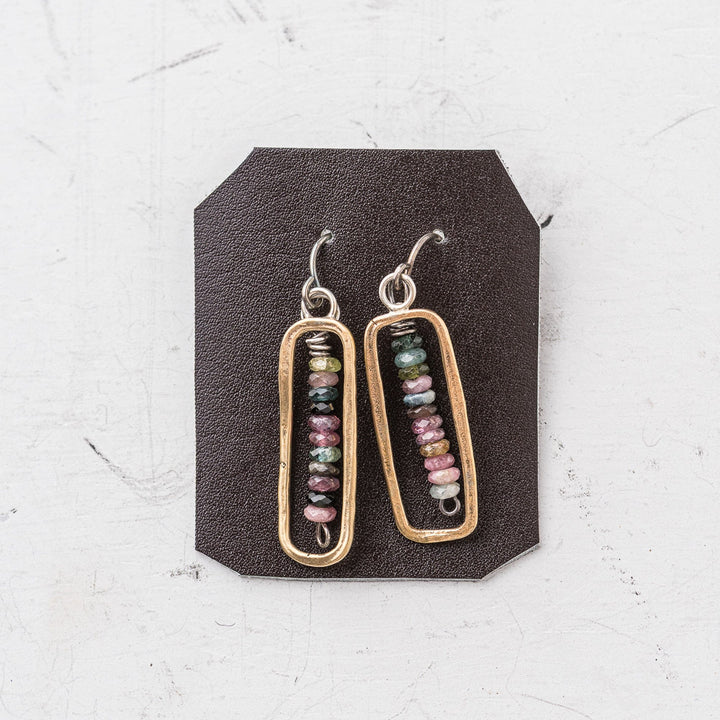 Original Hardware Jewelry - Earrings Tourmaline Bar and Open Rectangle Earrings