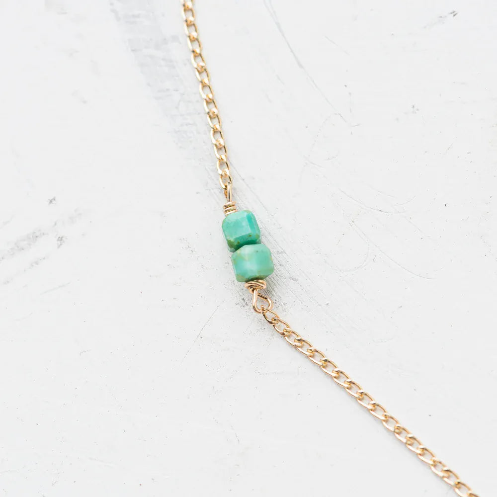 Original Hardware Jewelry - Necklaces Turquoise Cube Station Necklace Gold