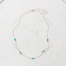 Load image into Gallery viewer, Original Hardware Jewelry - Necklaces Turquoise Cube Station Necklace Gold
