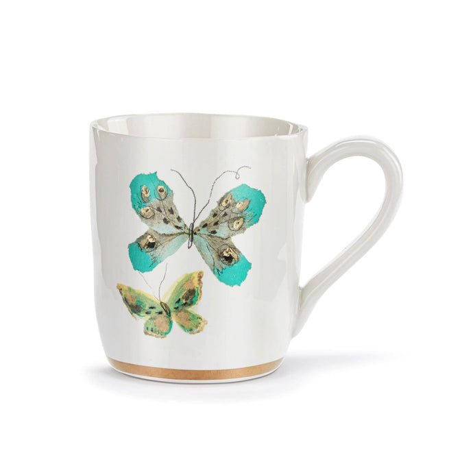 Demdaco Home Decor - Home Accent Turquoise Green Butterfly Mug w/Gold Trim