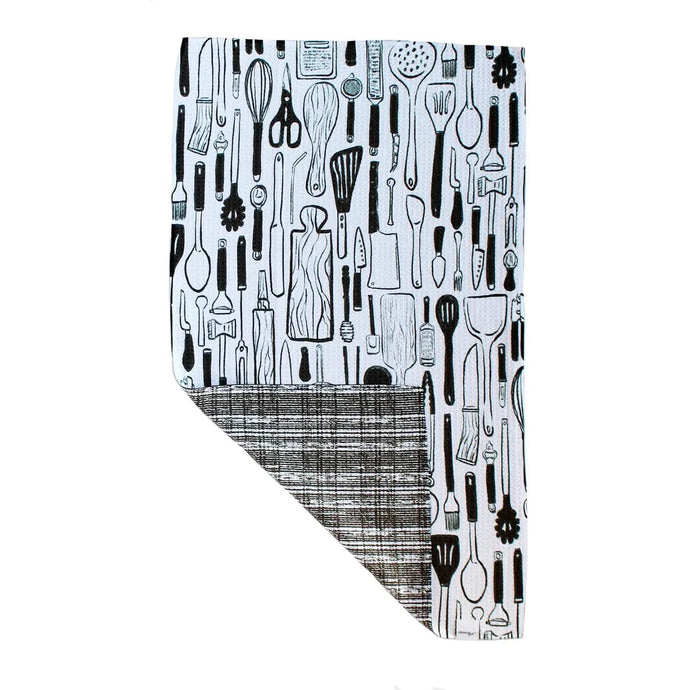 Ellembee Gift Two Sided Towels Black & White Kitchen Utensils
