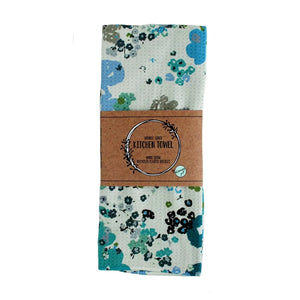 Ellembee Gift Two Sided Towels Blue Green Ditsy Flowers