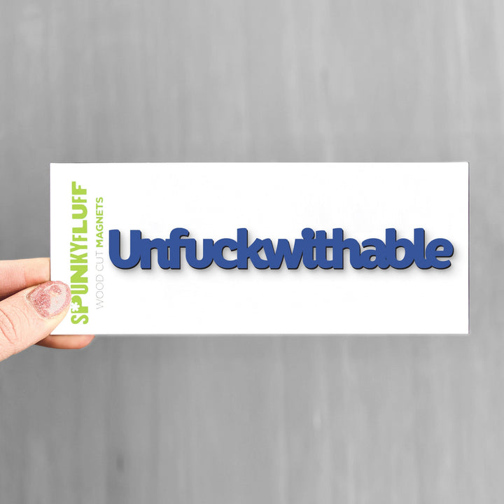 Spunky Fluff Cobalt Unfuckwithable Tiny Word Magnet