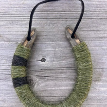 Load image into Gallery viewer, Bear &amp; Scout Home Decor - Home Accent Upcycled Horseshoe - Green &amp; Black Stripes
