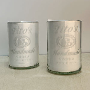 Old World Glass Proudly Handmade in South Carolina, USA Upcycled Titos Tumbler, Etched Titos Glass