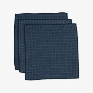Geometry Towels Midnight Blue Washcloth Set - Waffle