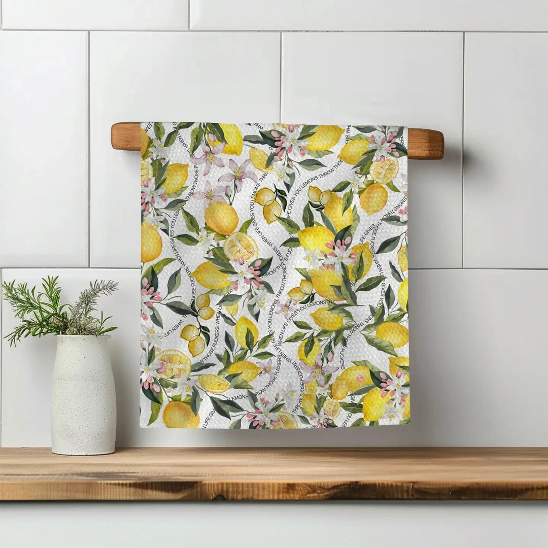 Twisted Wares Home Decor - Linens When Life Gives Lemons Tea Towel