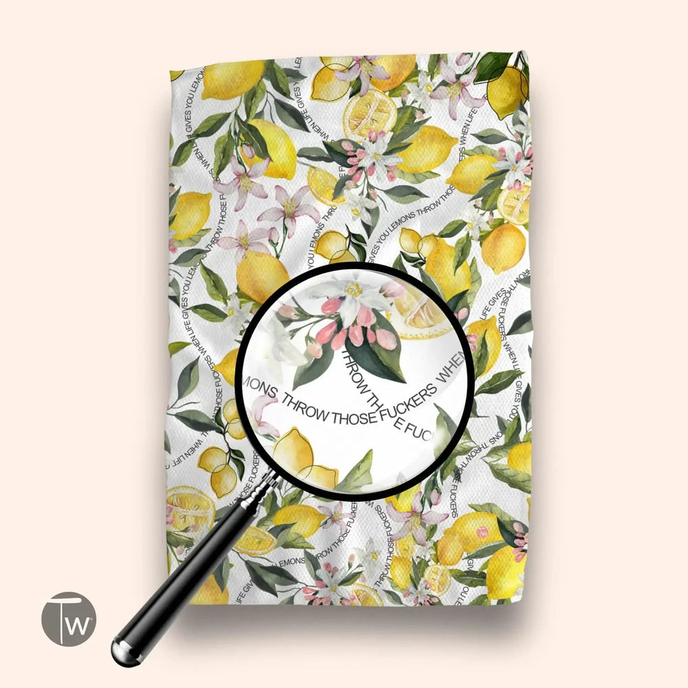 Twisted Wares Home Decor - Linens When Life Gives Lemons Tea Towel