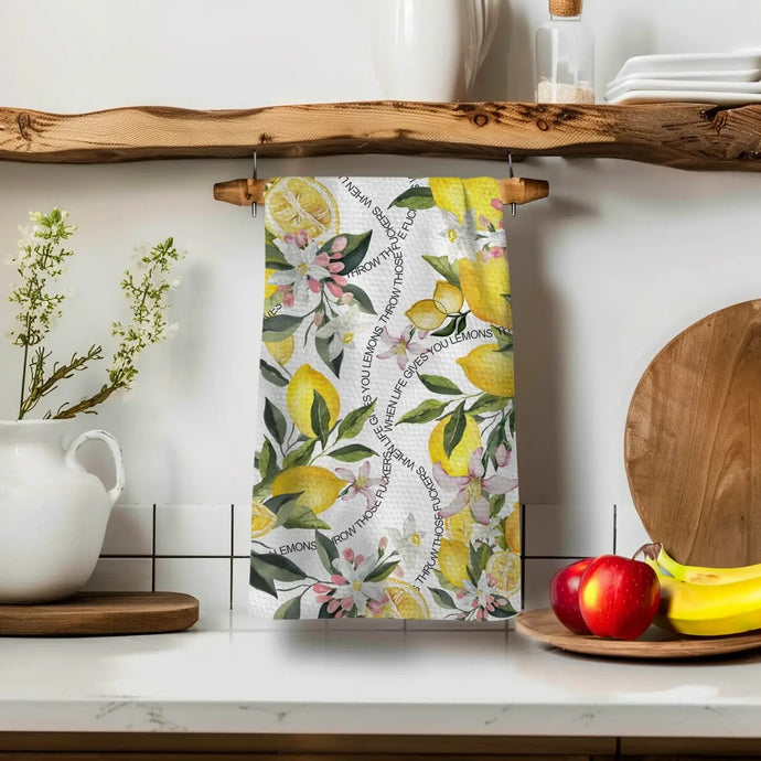 Twisted Wares Home Decor - Linens When Life Gives Lemons Tea Towel