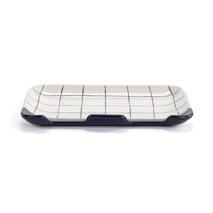 Demdaco Home Decor - Home Accent White &amp; Blue Plaid Double Spoon Rest
