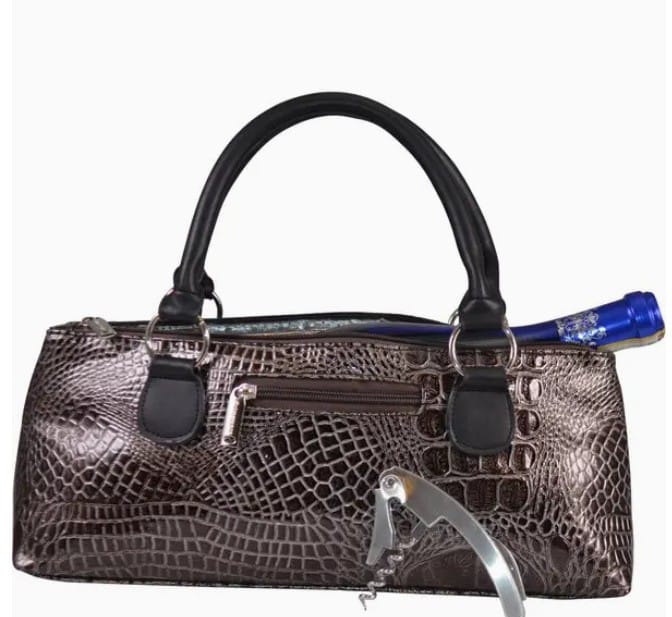 Cork Pops Wine Accessories Wine Purse – Black Croc | Cork Pops