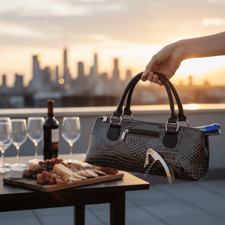 Cork Pops Wine Accessories Wine Purse – Black Croc | Cork Pops