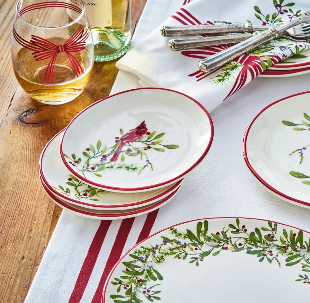 Tag True Living Plates Winter Cardinal Appetizer Plate | Hand-Painted Christmas Plate