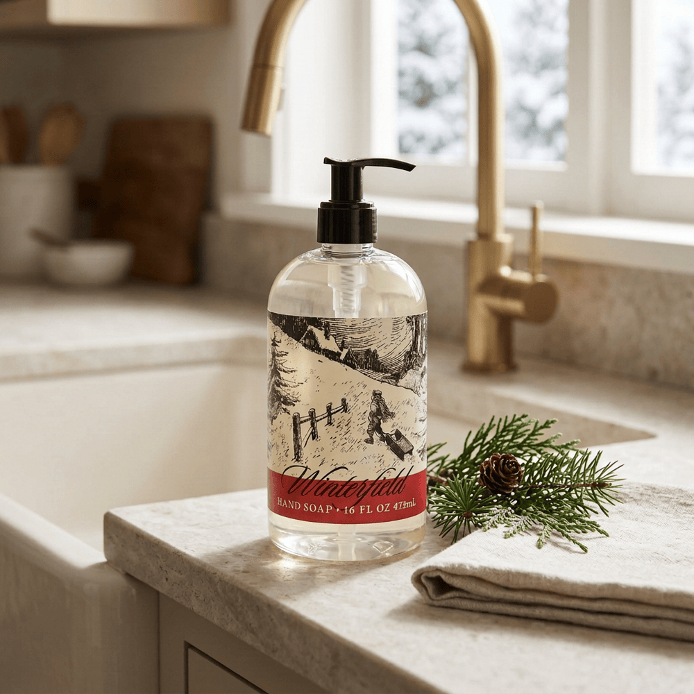 Greenwich Bay Winterfield holiday Hand Soap in a 16 fl oz pump bottle