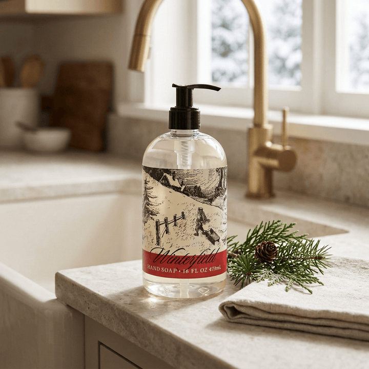Greenwich Bay Winterfield holiday Hand Soap in a 16 fl oz pump bottle