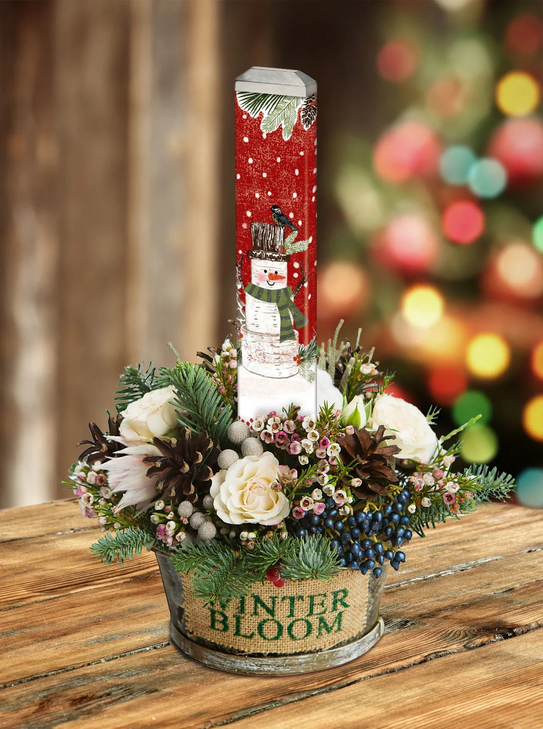 Demdaco Art Pole Woodsy Snowman 13" Mini Art Pole