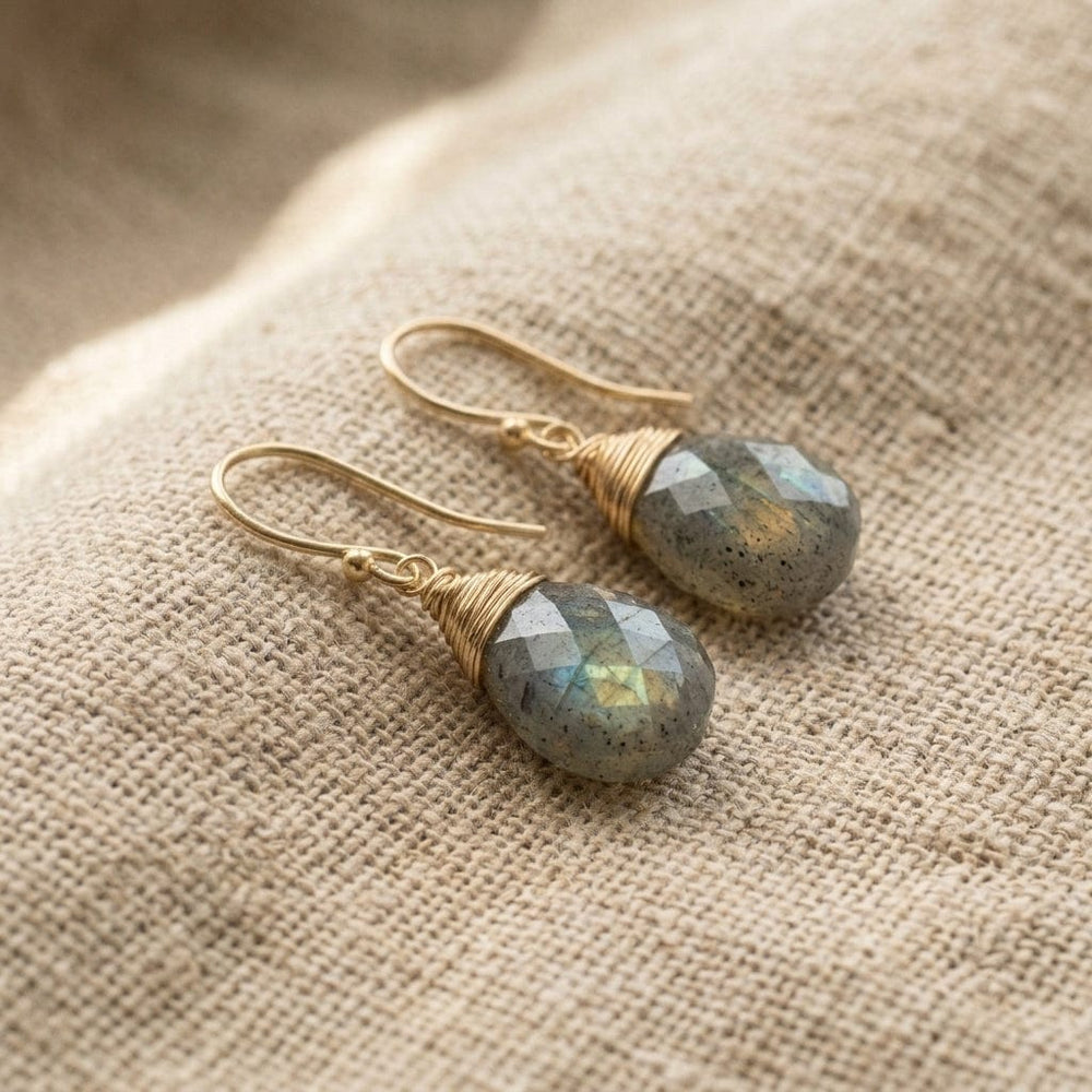 J & I Jewelry Earrings Wrapped Labradorite Earrings