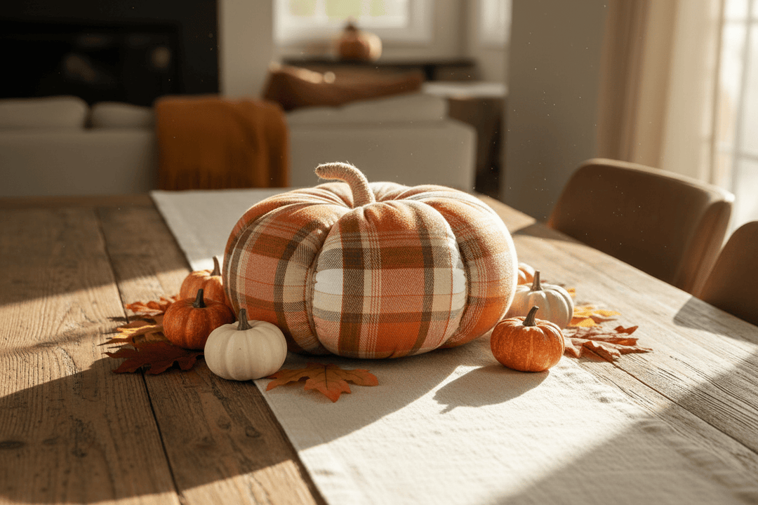 Collins Painting &amp; Design Home Decor - Seasonal XL Autumn Plaid Fabric Pumpkins