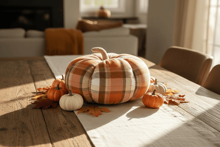 Collins Painting &amp; Design Home Decor - Seasonal XL Autumn Plaid Fabric Pumpkins