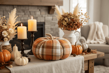 Load image into Gallery viewer, Collins Painting &amp; Design Home Decor - Seasonal XL Autumn Plaid Fabric Pumpkins
