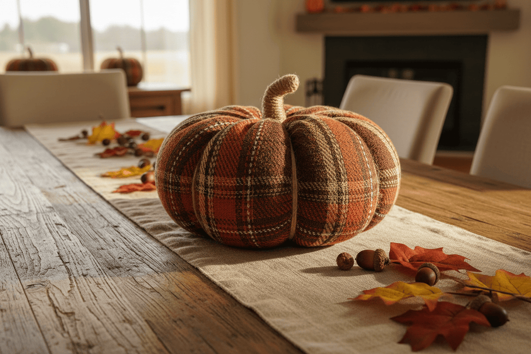 Collins Painting &amp; Design Home Decor - Seasonal XL Harvest Plaid Fabric Pumpkins