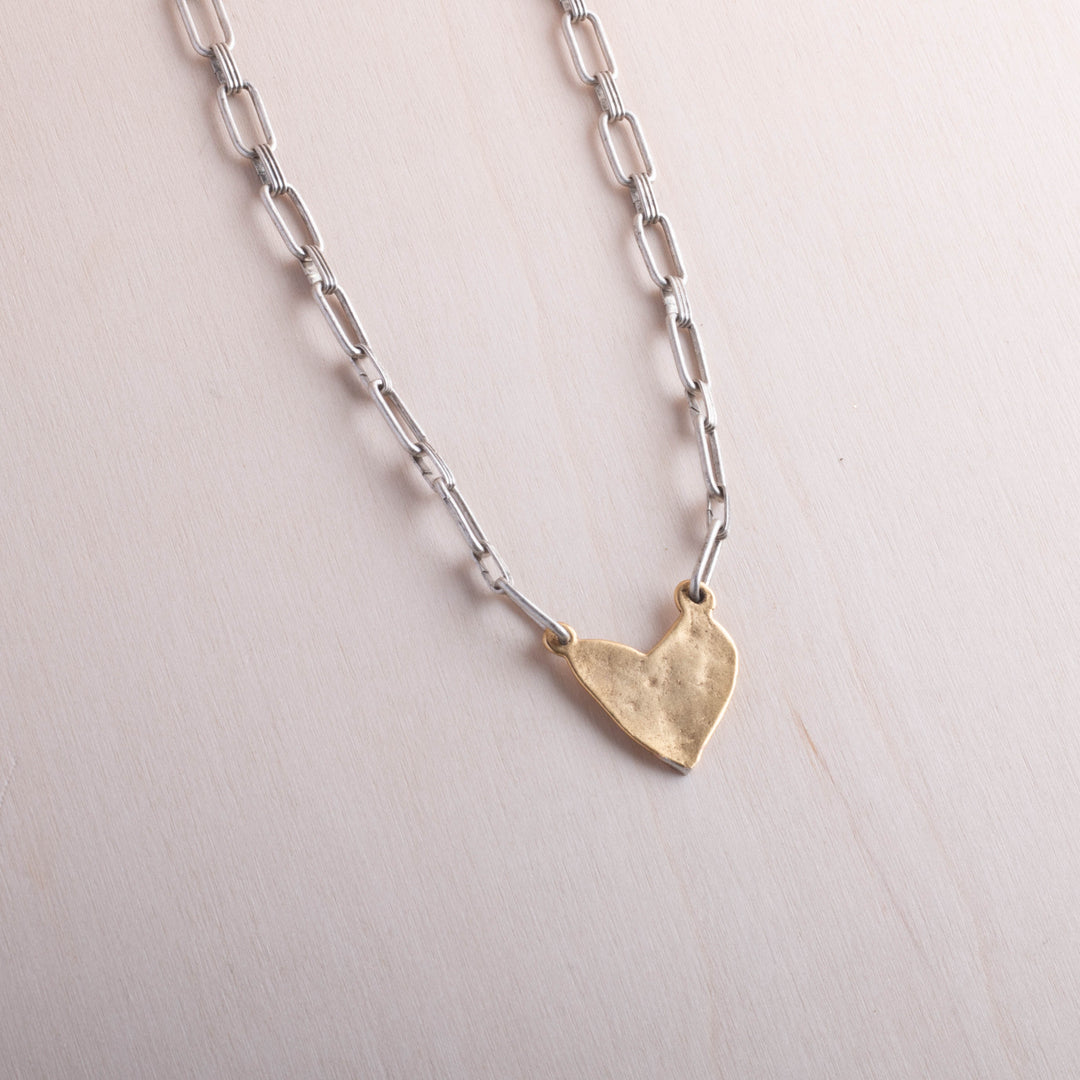 CV Designs Mixed Metal Abstract Heart Necklace – product view