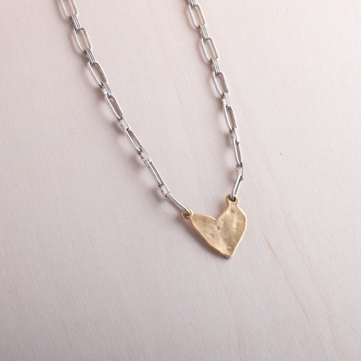 CV Designs Mixed Metal Abstract Heart Necklace – product view