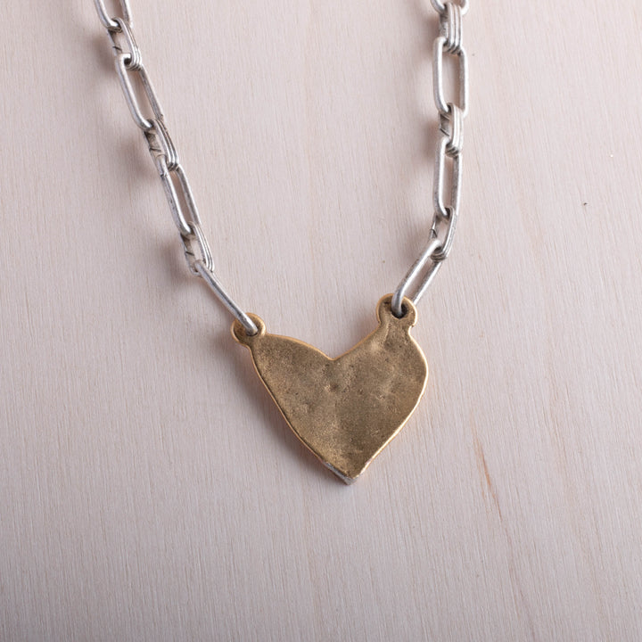 CV Designs Mixed Metal Abstract Heart Necklace – additional product view