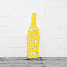 Load image into Gallery viewer, Spunky Fluff Proudly handmade in South Dakota, USA Yellow Age Gets Better With Wine
