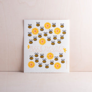 Potluck Press Kitchen and Bar Bees Please Swedish Dishcloth