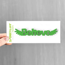 Load image into Gallery viewer, Spunky Fluff Proudly handmade in South Dakota, USA Grass Green Believe-Tiny Word Magnet

