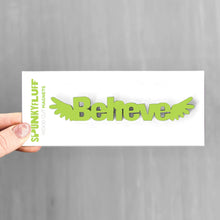 Load image into Gallery viewer, Spunky Fluff Proudly handmade in South Dakota, USA Pear Green Believe-Tiny Word Magnet
