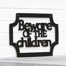 Load image into Gallery viewer, Spunky Fluff Proudly handmade in South Dakota, USA Black Beware of the Children
