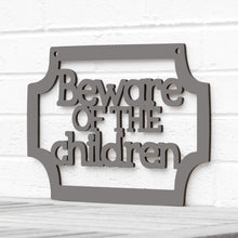 Load image into Gallery viewer, Spunky Fluff Proudly handmade in South Dakota, USA Charcoal Gray Beware of the Children
